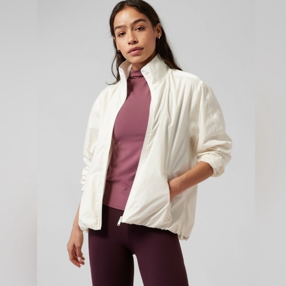 Athleta Sightseer Lace Jacket L Magnolia White Ivory Windbreaker